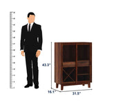 Befree Solid Sheesham Wood Bar Cabinet With Sliding Doors (Natural Finish)